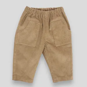 Kids' and Baby Cotton Corduroy Pants - Acorn Color with Front Pocket