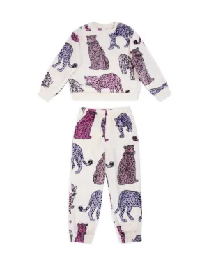 Kids Fleece Leopard Print Sweatshirt & Jogger Co-ord