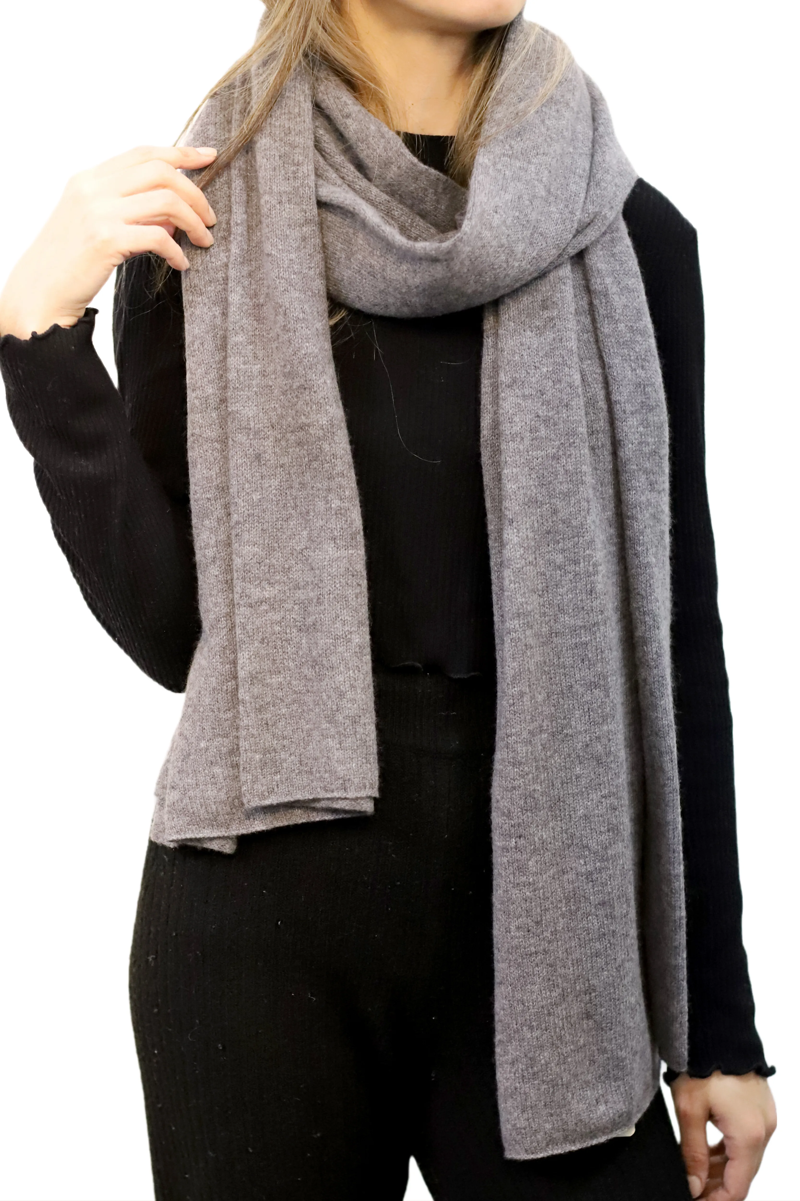 La Fiorentina SUPER SOFT Cashmere Blend Knit Shawl - Grey