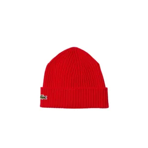 Lacoste Ribbed Wool Beanie (Red)