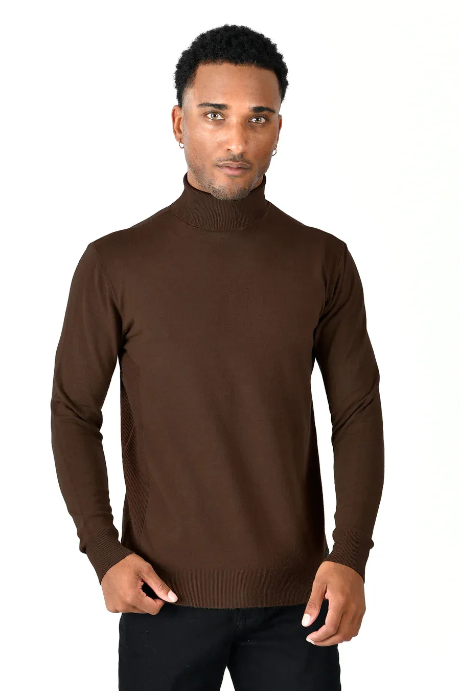 LaVane' Brown Men's Turtleneck Sweaters Light Blend Regular-Fit