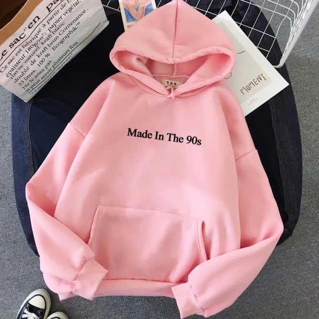 Made In The 90s Letter Print Cool Oversized Women Hoodies Sweatshirt