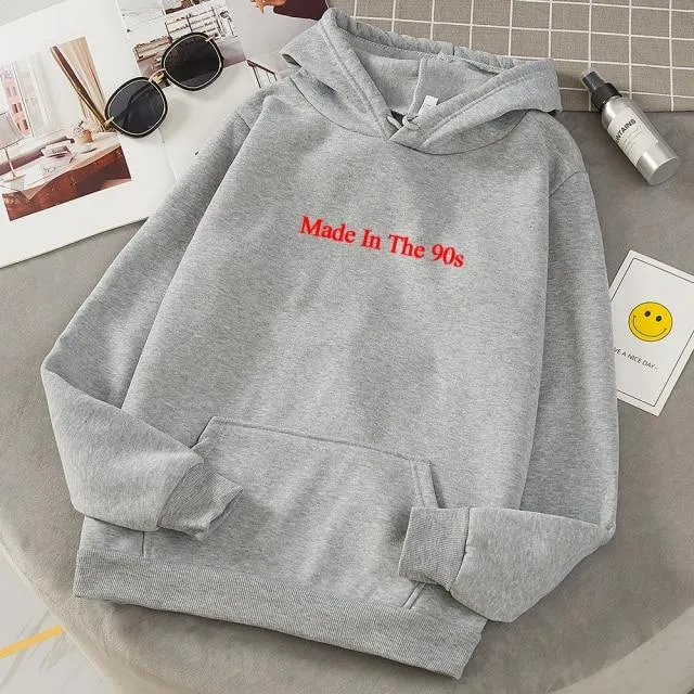 Made In The 90s Letter Print Cool Oversized Women Hoodies Sweatshirt