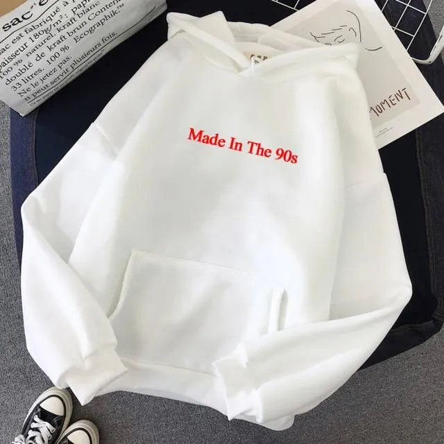 Made In The 90s Letter Print Cool Oversized Women Hoodies Sweatshirt