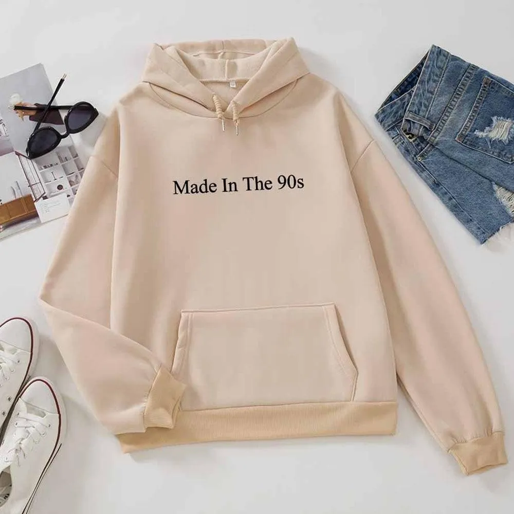 Made In The 90s Letter Print Cool Oversized Women Hoodies Sweatshirt