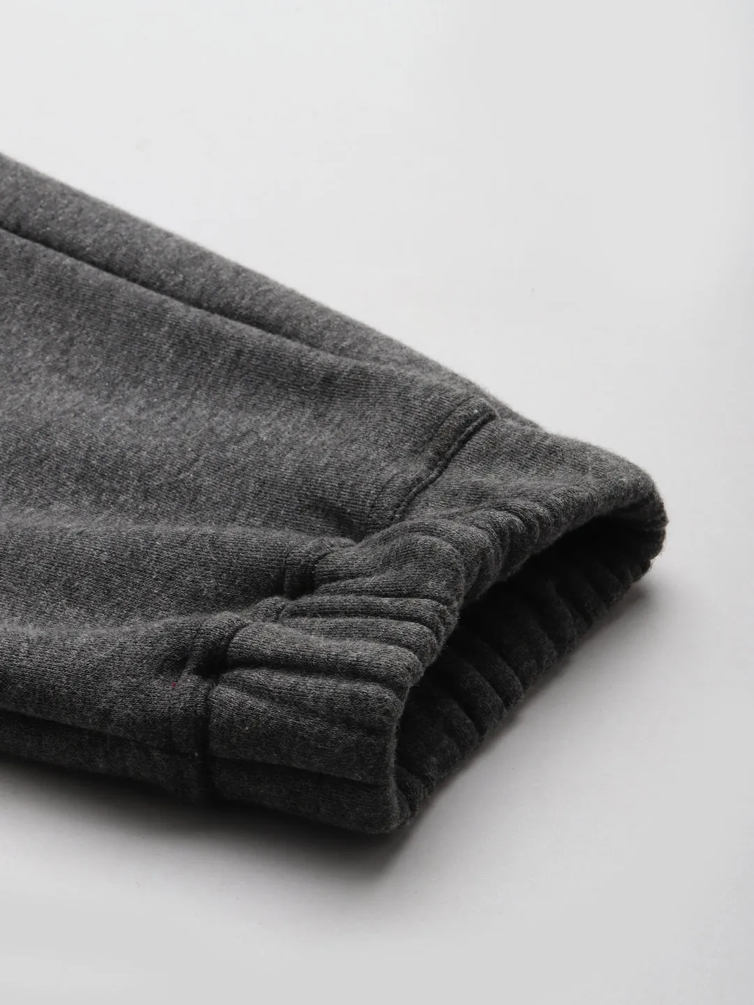 Men's Charcoal Solid Warm Winter Fleece Joggers