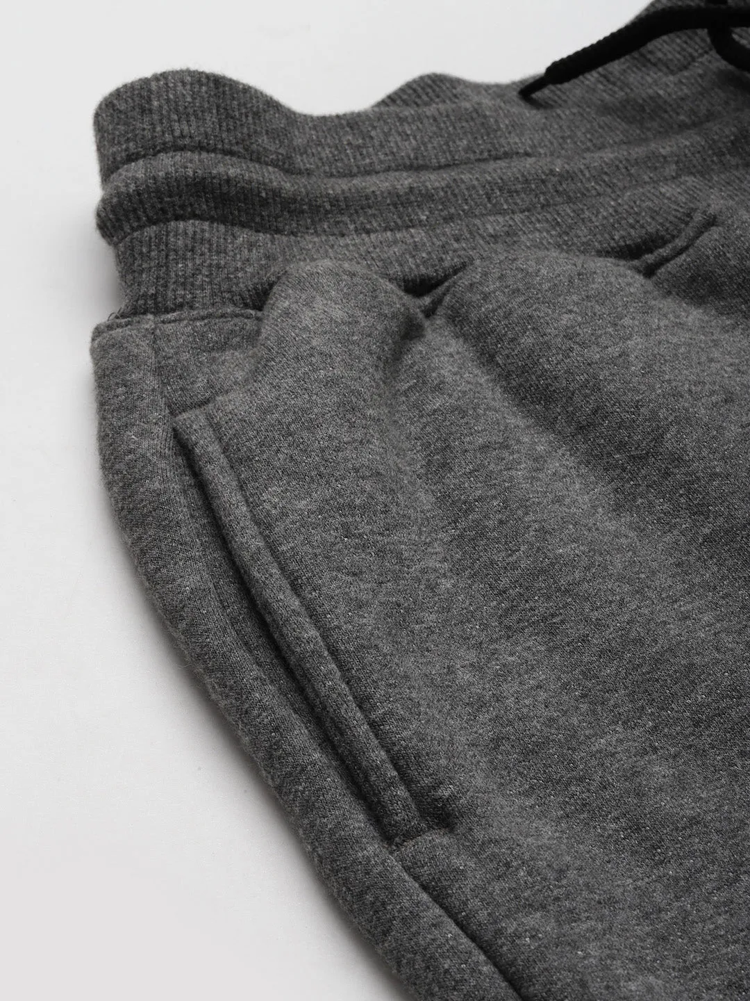 Men's Charcoal Solid Warm Winter Fleece Joggers