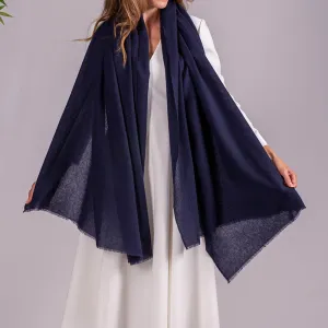 Midnight Blue Gossamer Cashmere Shawl