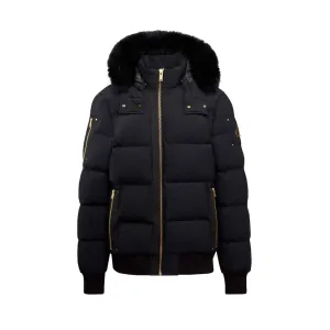 Moose Knuckles Mens Stagg Bomber in Black/ Black Shearling