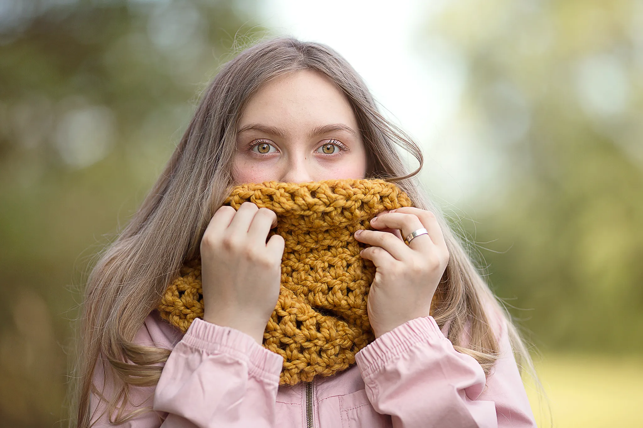 Mustard infinity cowl winter scarf