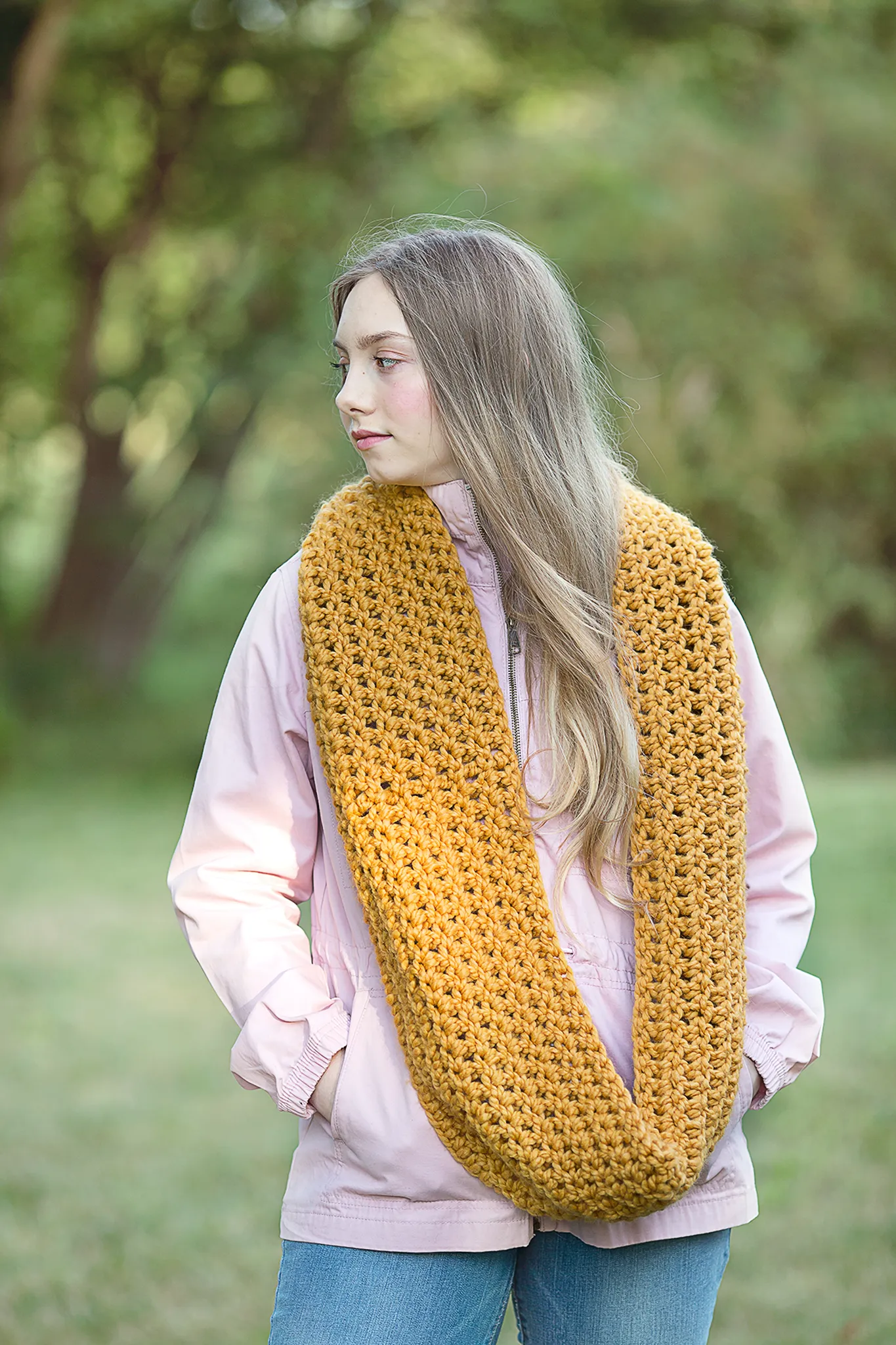 Mustard infinity cowl winter scarf