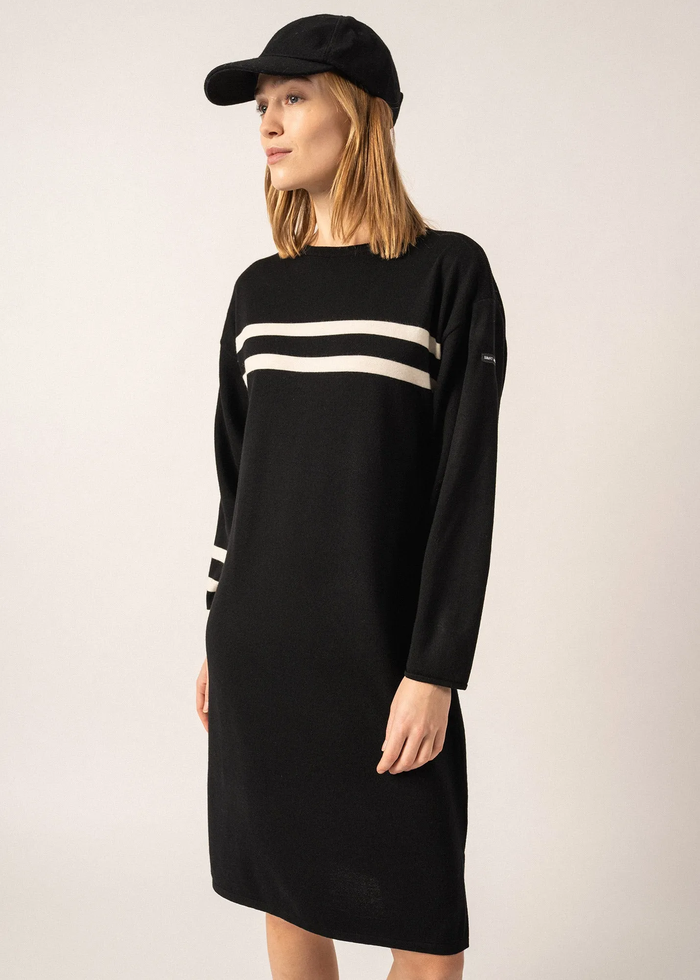 Nuage Striped Wool Dress - SAINT JAMES x Isabelle Ballu (NOIR/ECUME)