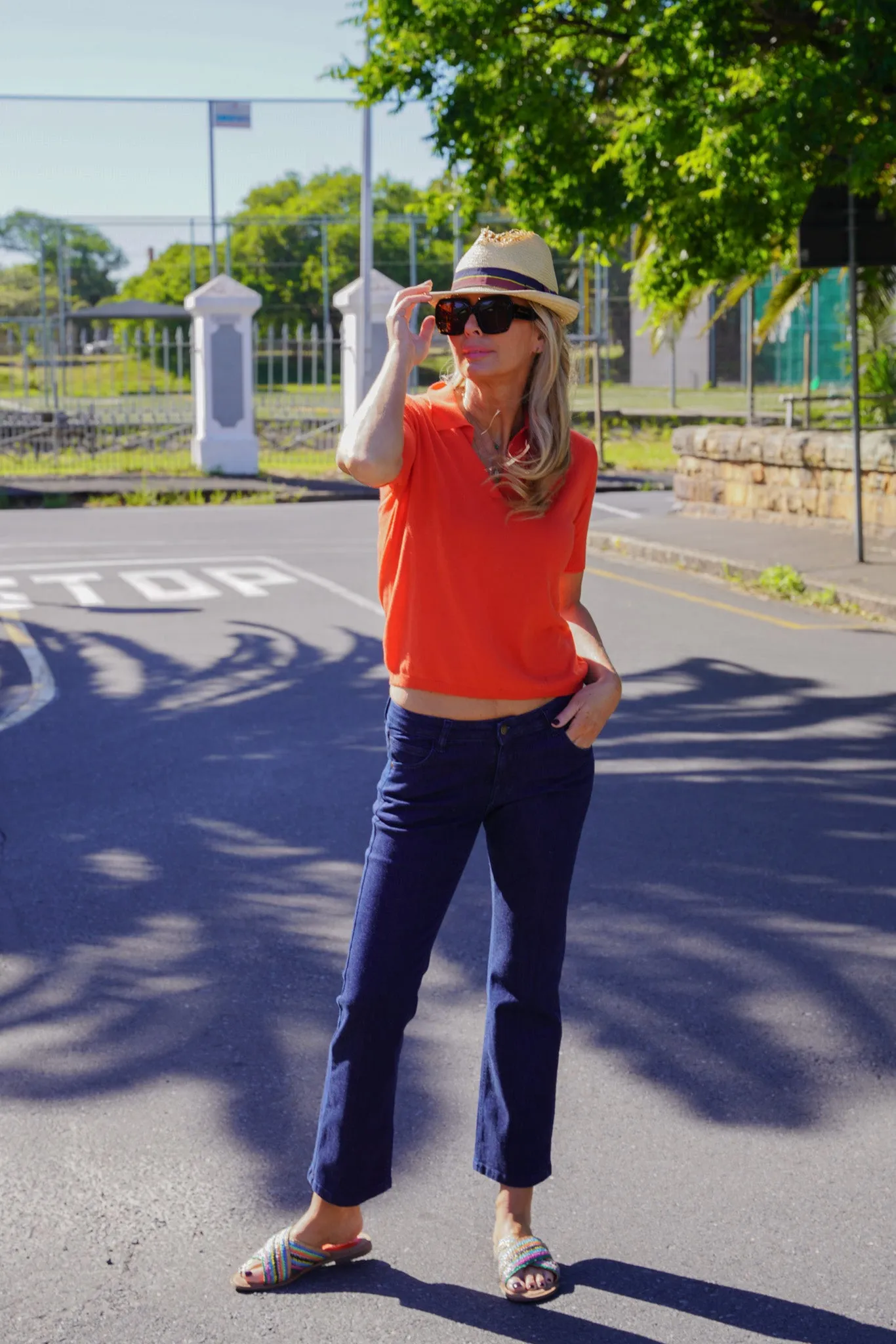 Orange Collared Knitted Tee