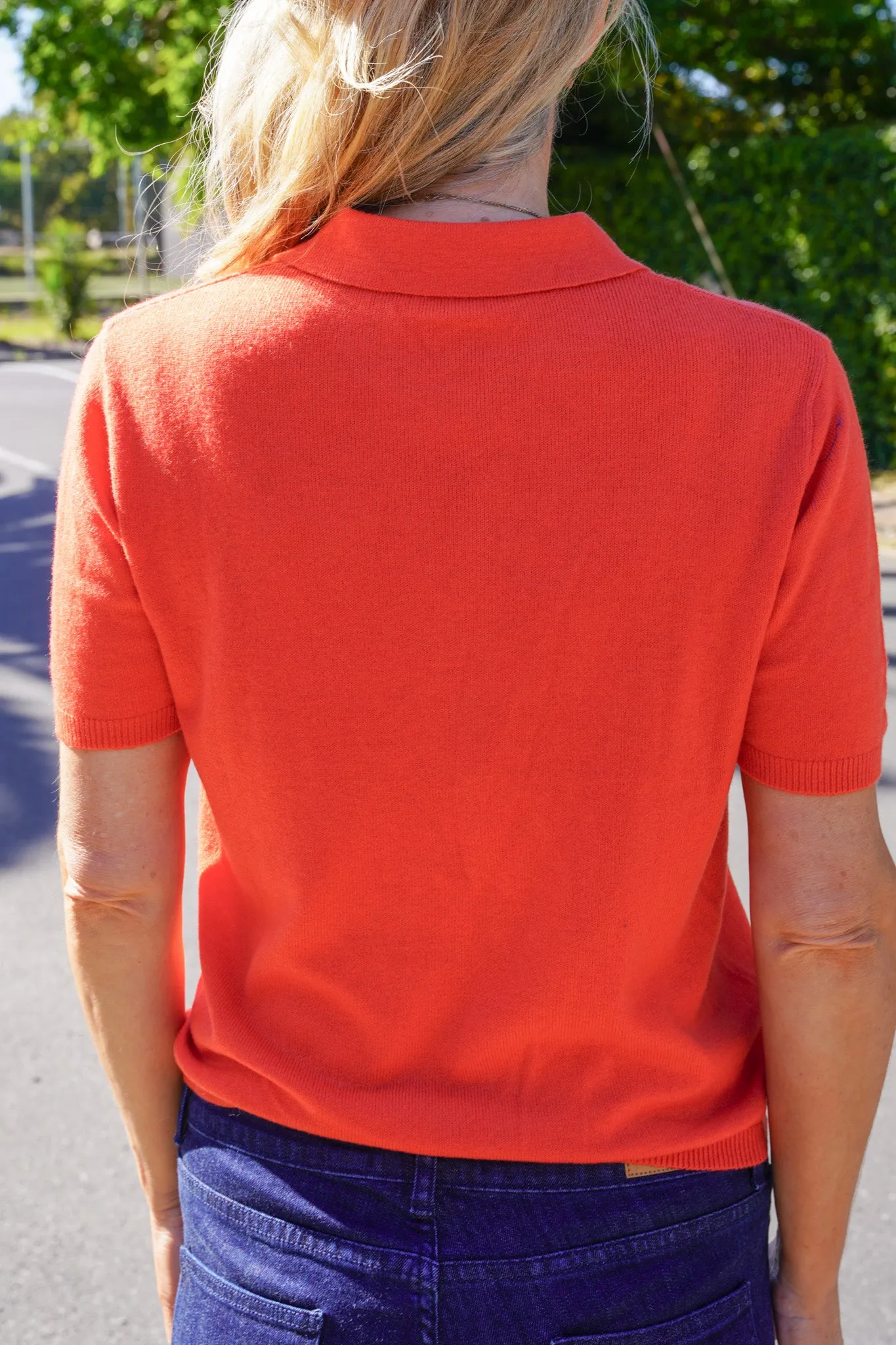 Orange Collared Knitted Tee