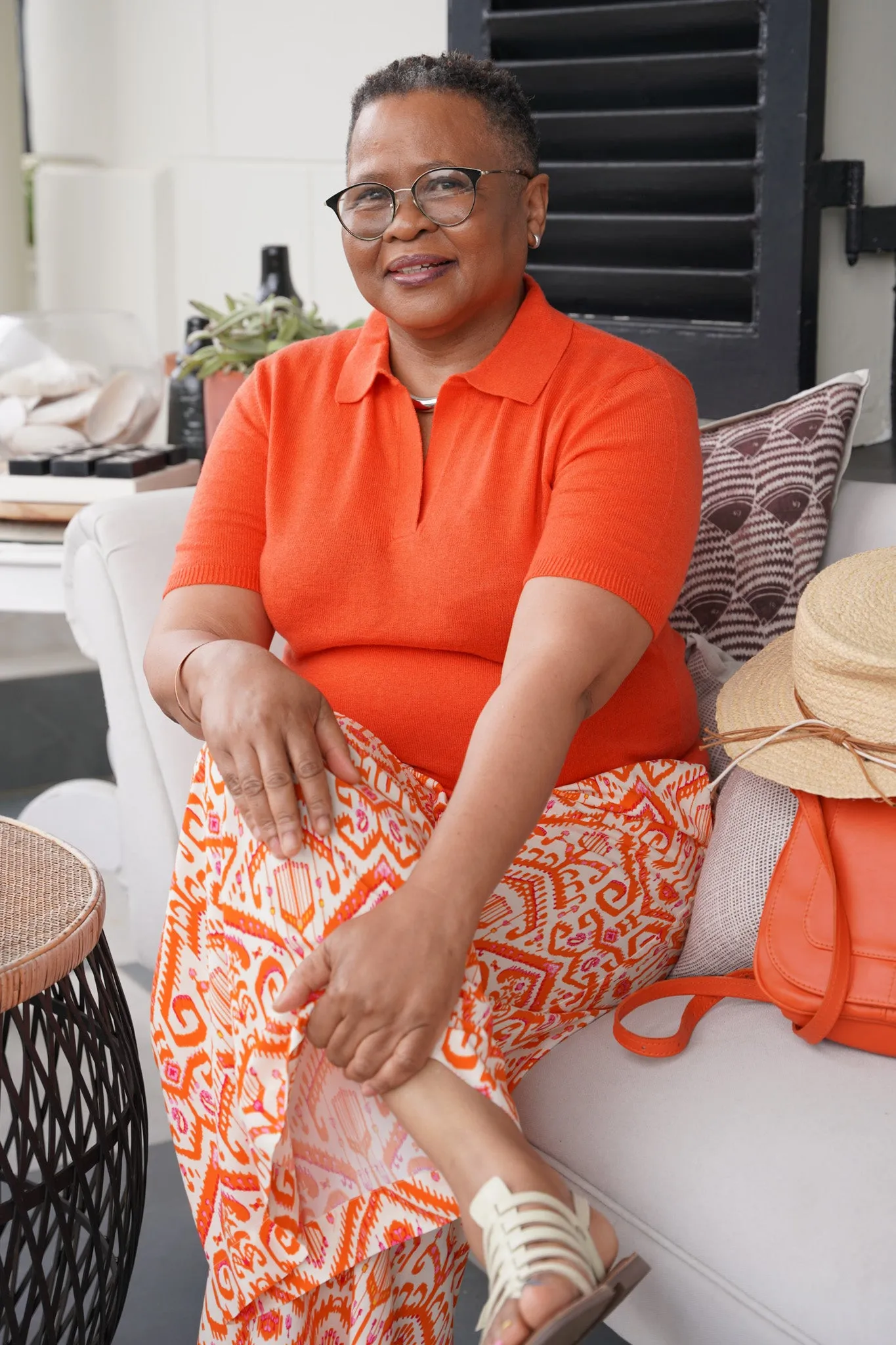 Orange Collared Knitted Tee