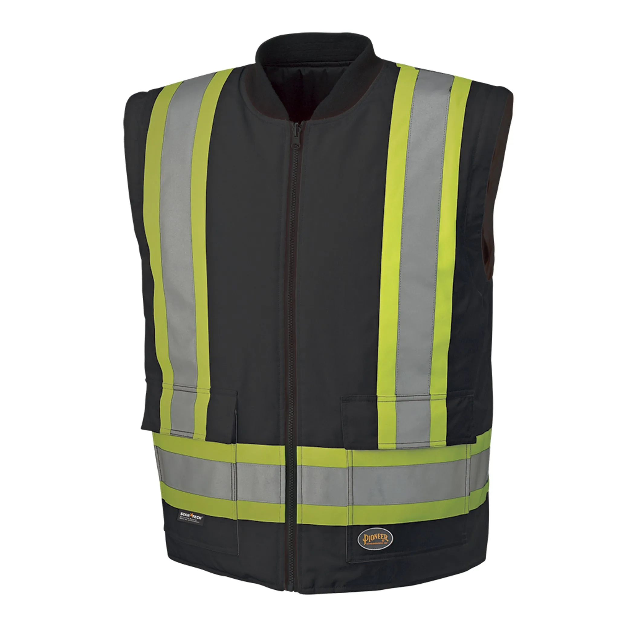 Pioneer Men's Hi Vis 6-in-1 Winter Work Bomber, CSA Certified, Reflective Stripes, Water & Windproof, 300D Poly, Versatile Safety | Sizes XS-5XL