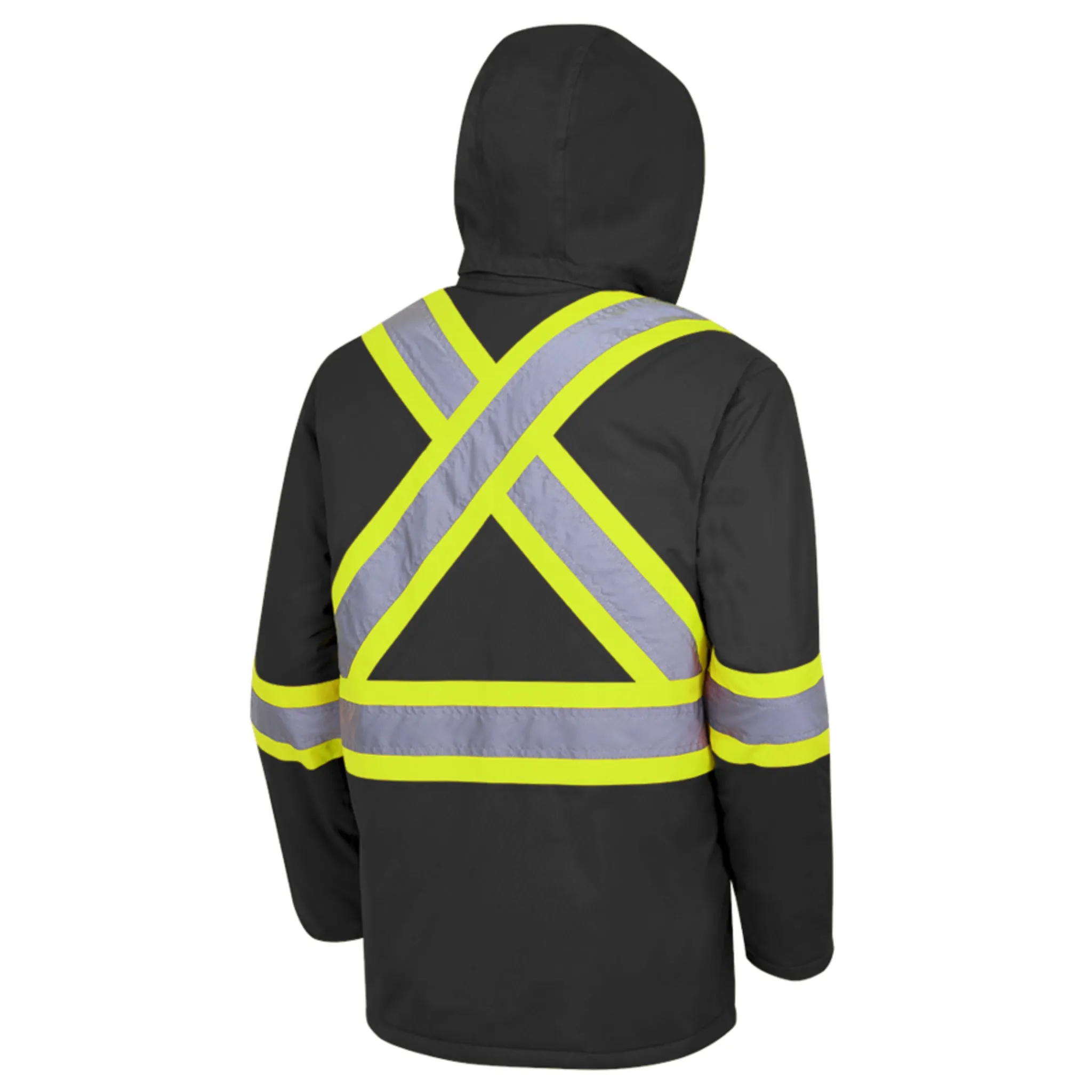 Pioneer Men's Hi Vis Safety Parka, CSA Certified, Quilted, Waterproof, 300D Poly, Reflective Tape, Windproof, Insulated, Durable Workwear | Sizes S-5XL