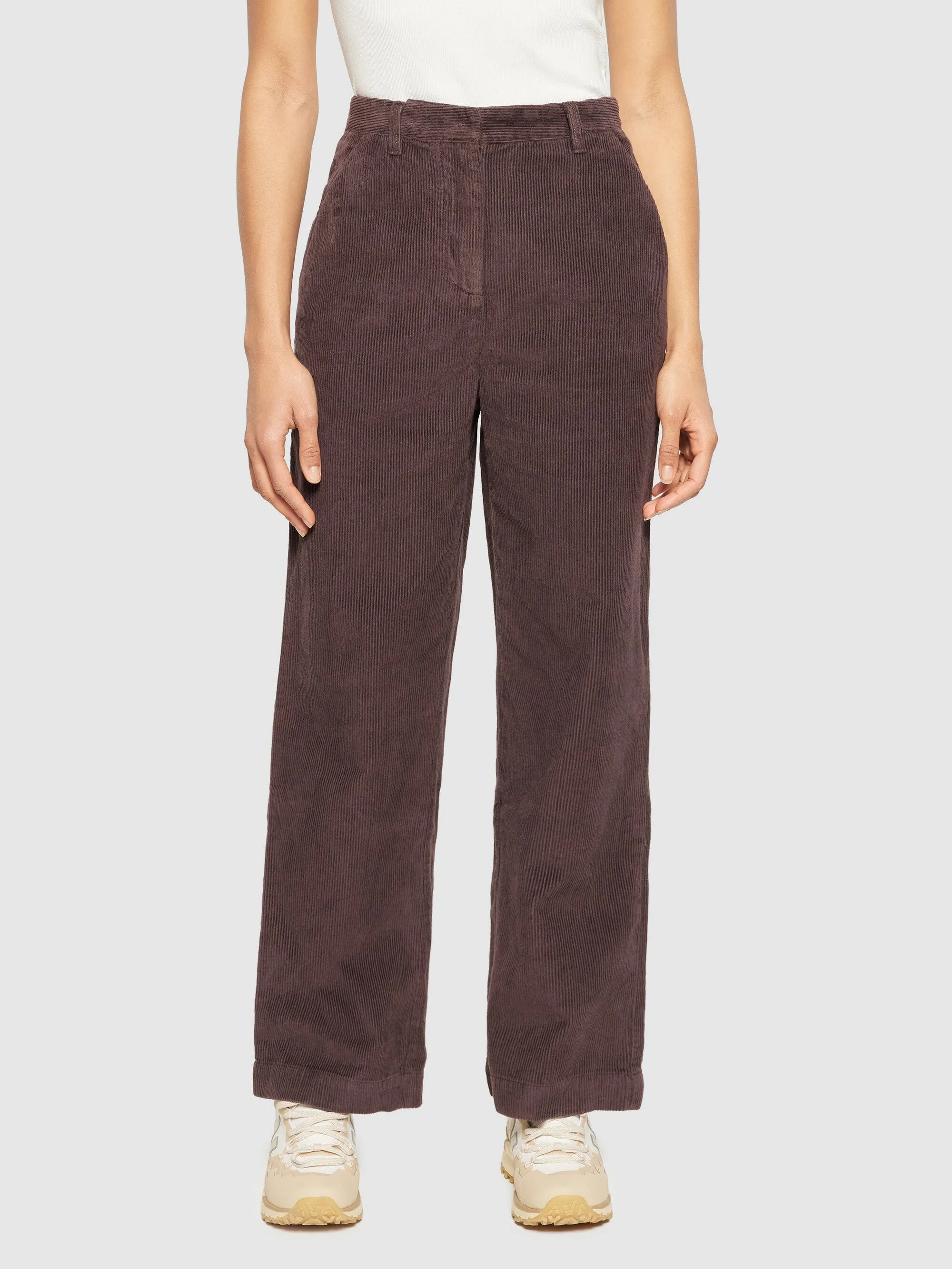 POSEY wide high-rise irregular corduroy pant - GOTS/Vegan - Chocolate Plum