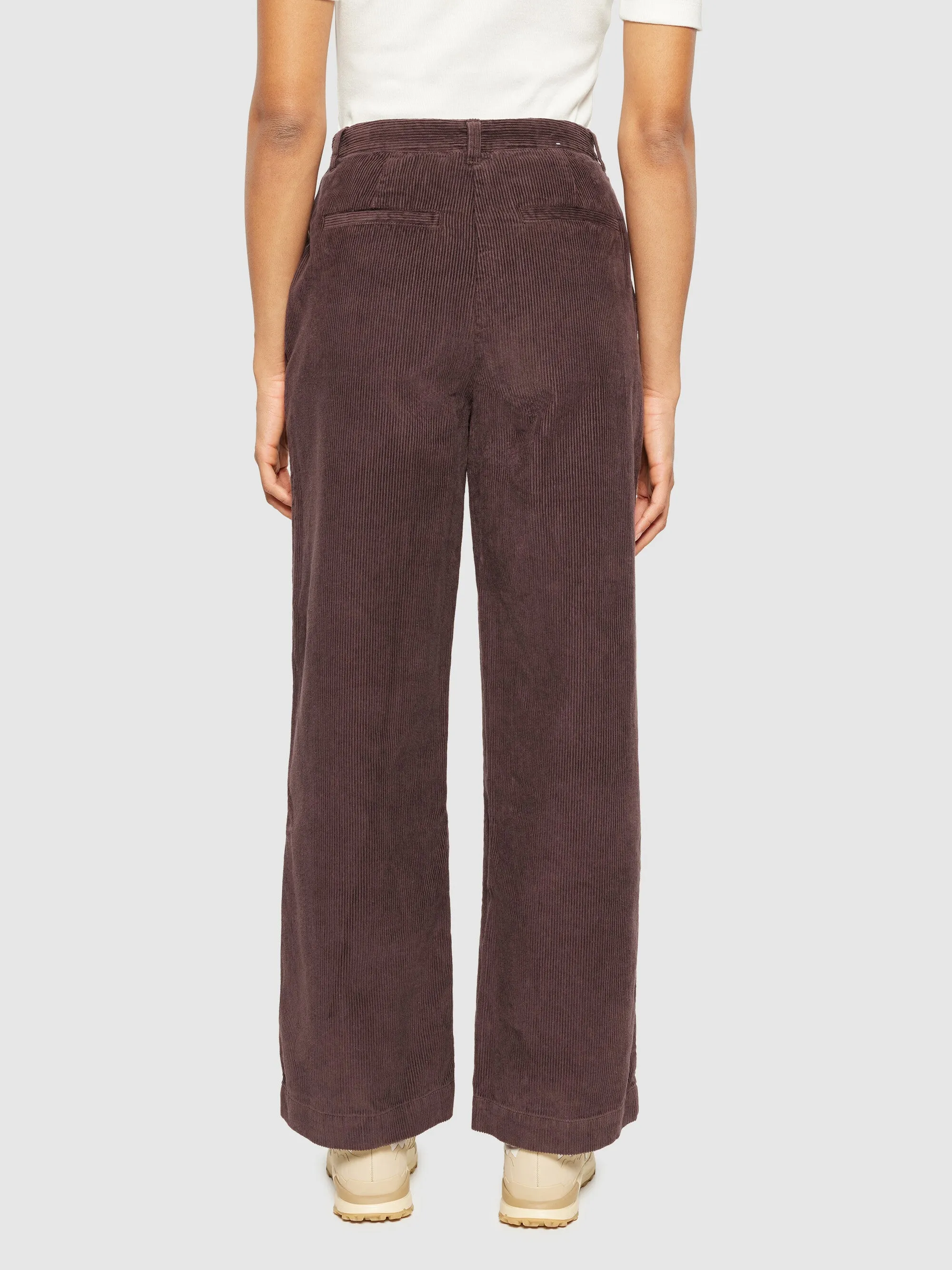 POSEY wide high-rise irregular corduroy pant - GOTS/Vegan - Chocolate Plum