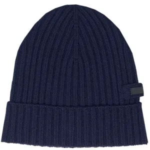 Prada Navy Wool Ribbed Beanie