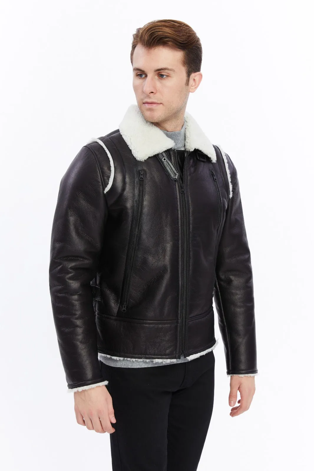 Premium Black Leather Jacket with Sheepskin Interior