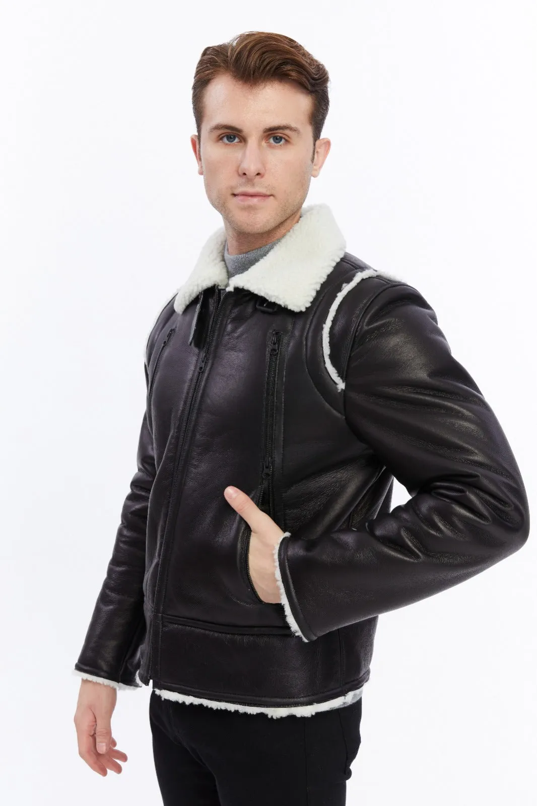 Premium Black Leather Jacket with Sheepskin Interior