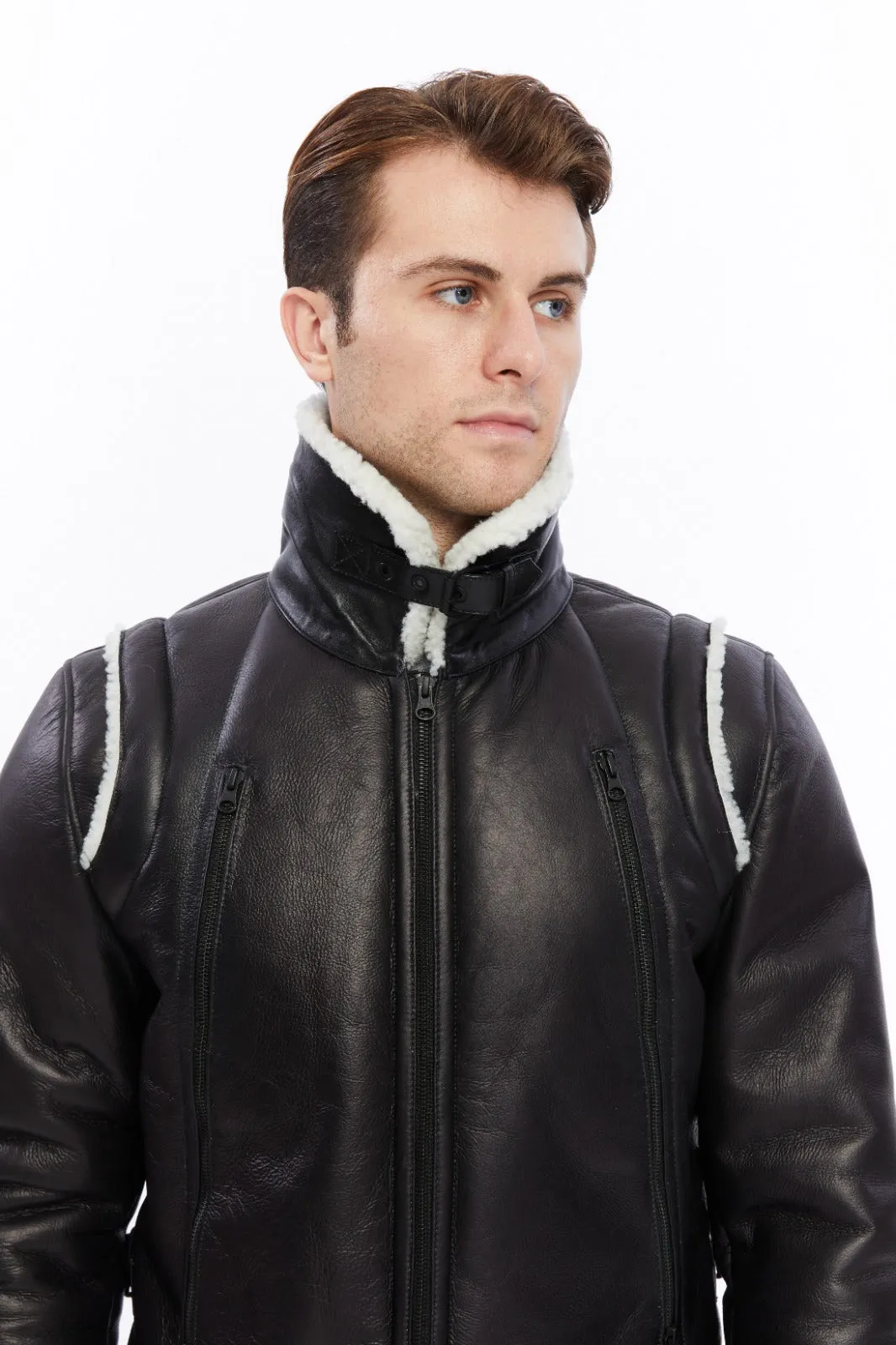 Premium Black Leather Jacket with Sheepskin Interior