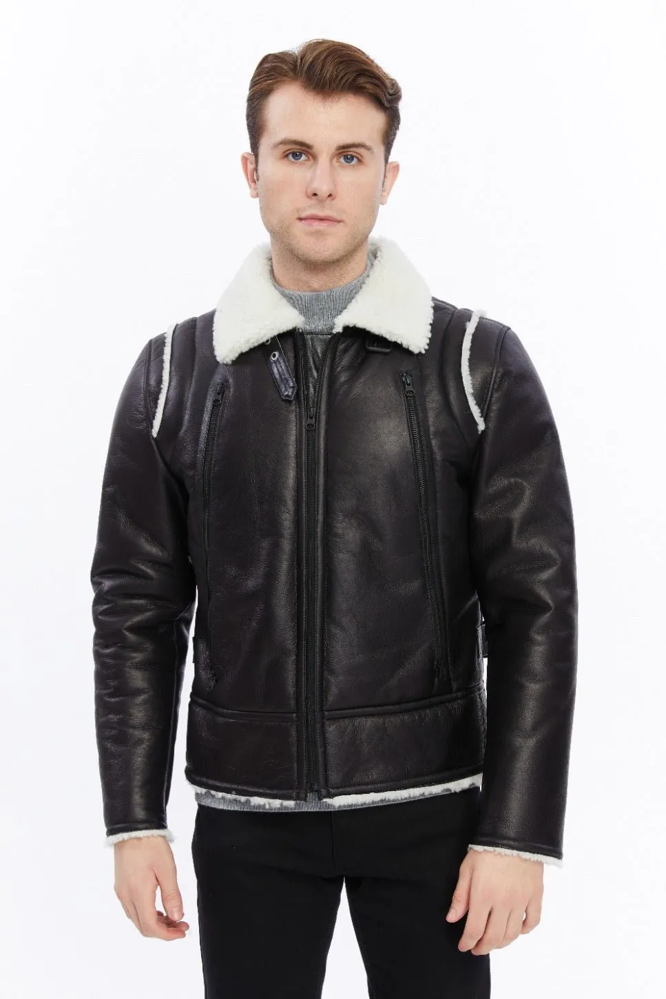 Premium Black Leather Jacket with Sheepskin Interior