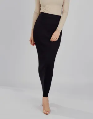 Ribbed Knit Skirt - Black