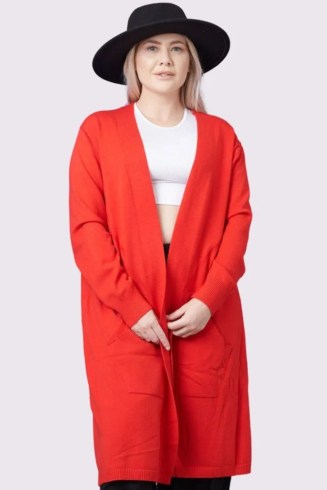 Ribbed Open Front Longline Cardigan