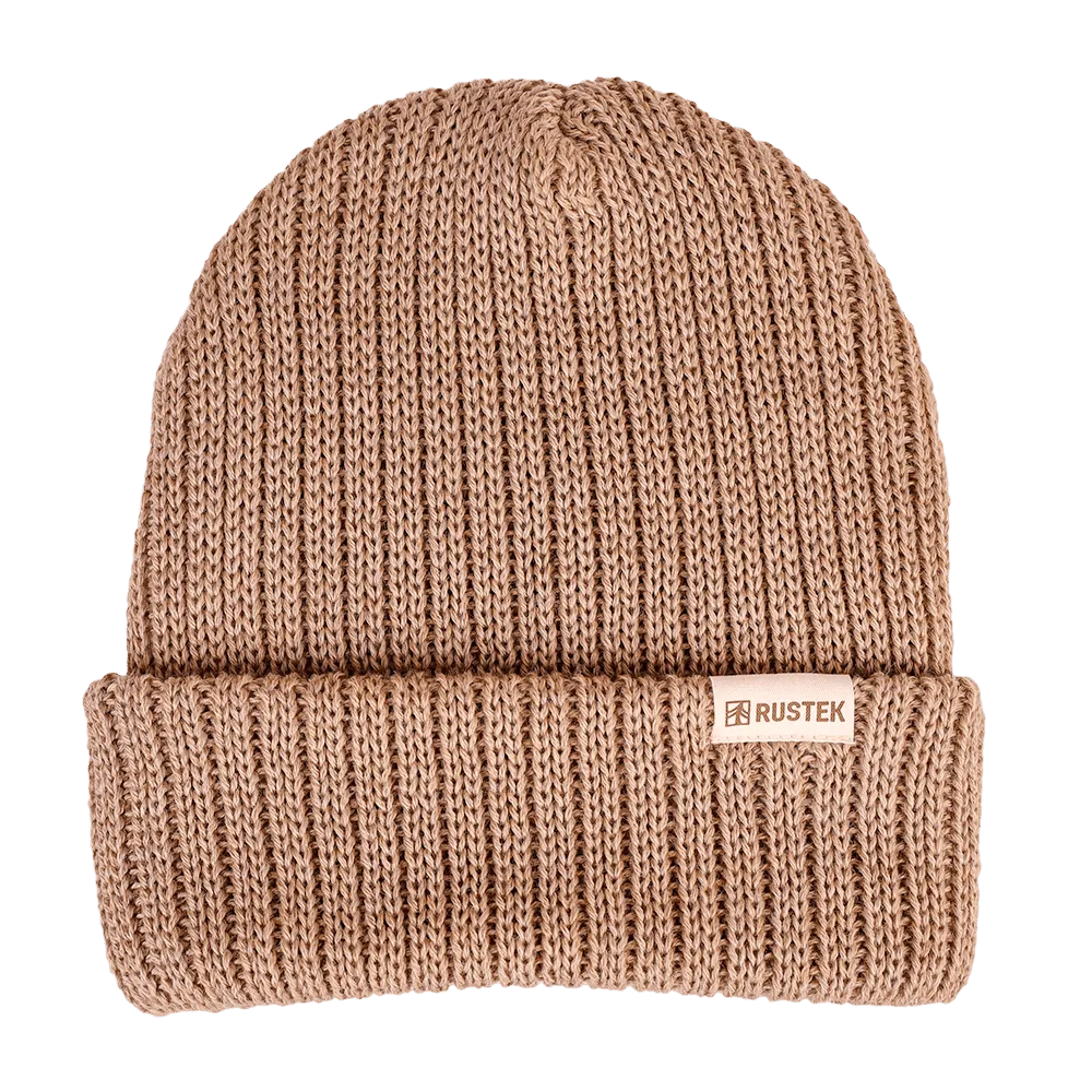 Rustek Double Rib 100% Merino Wool Beanie | Beige