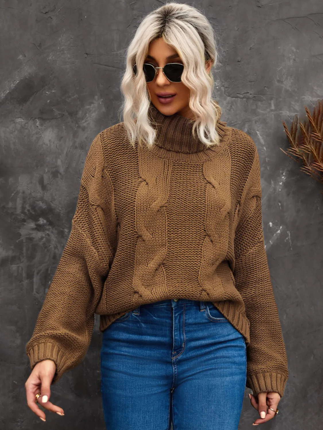 Sammy Cable-Knit Turtleneck Sweater