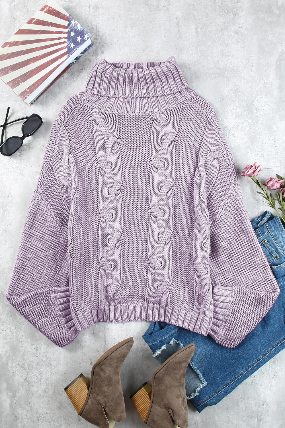 Sammy Cable-Knit Turtleneck Sweater