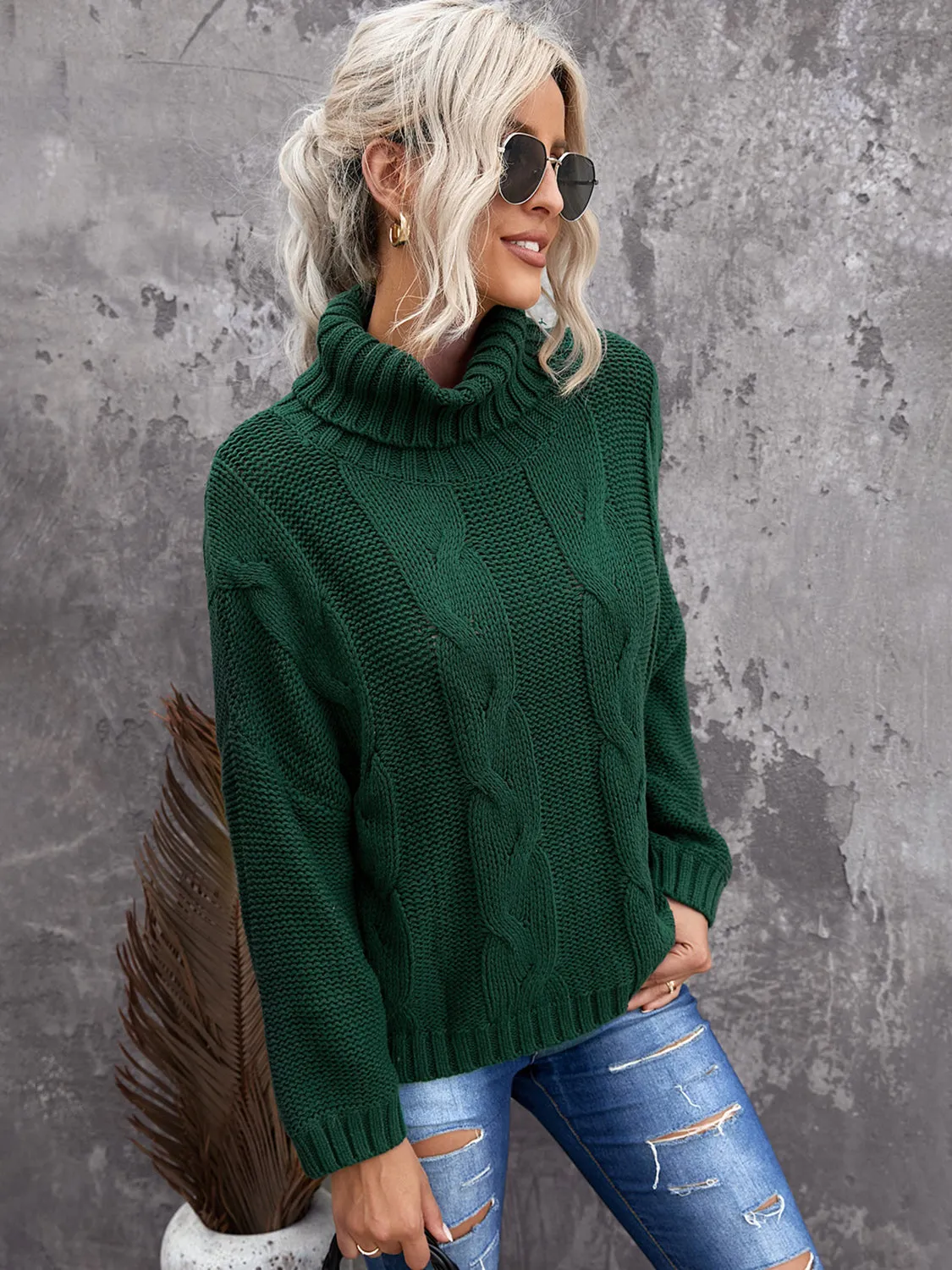 Sammy Cable-Knit Turtleneck Sweater