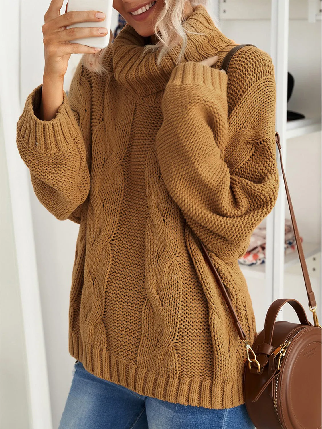 Sammy Cable-Knit Turtleneck Sweater