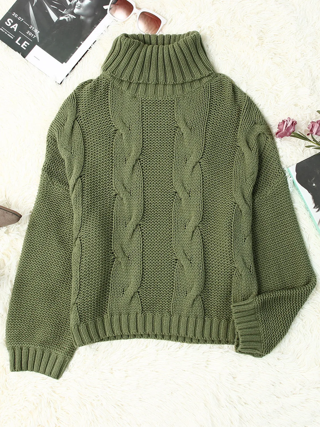 Sammy Cable-Knit Turtleneck Sweater