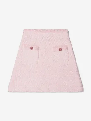 Self Portrait Girls Knitted Mini Skirt in Pink