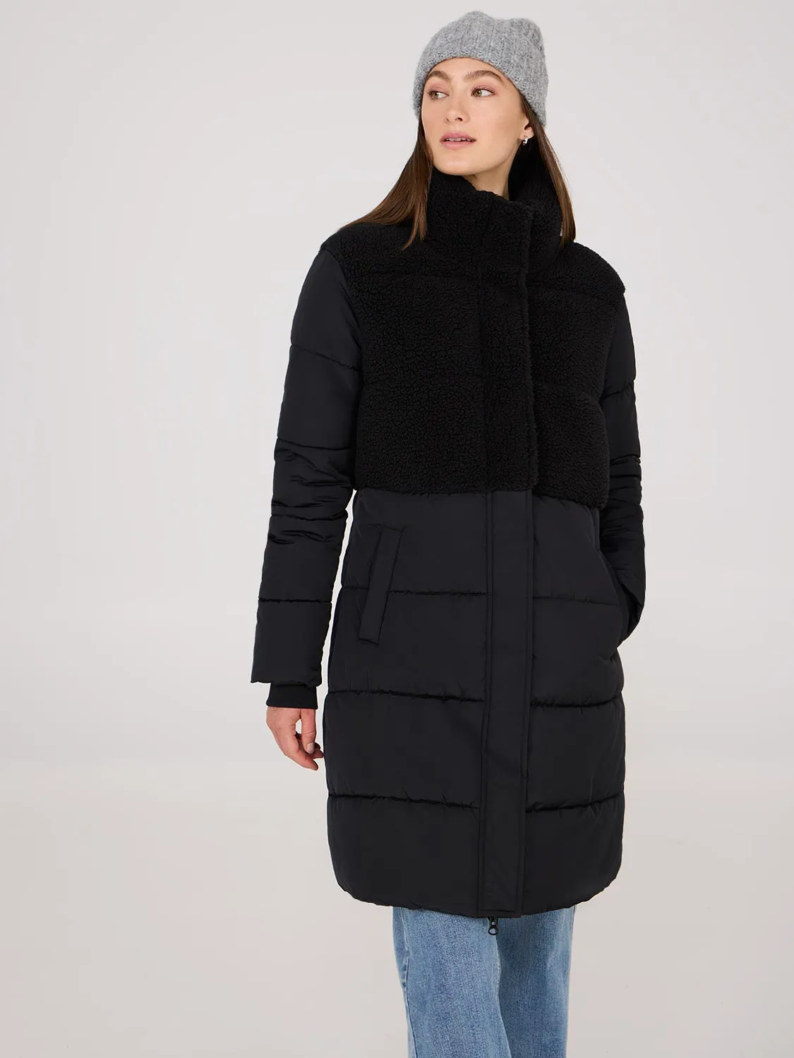 Short Shearling Puffer Jacket