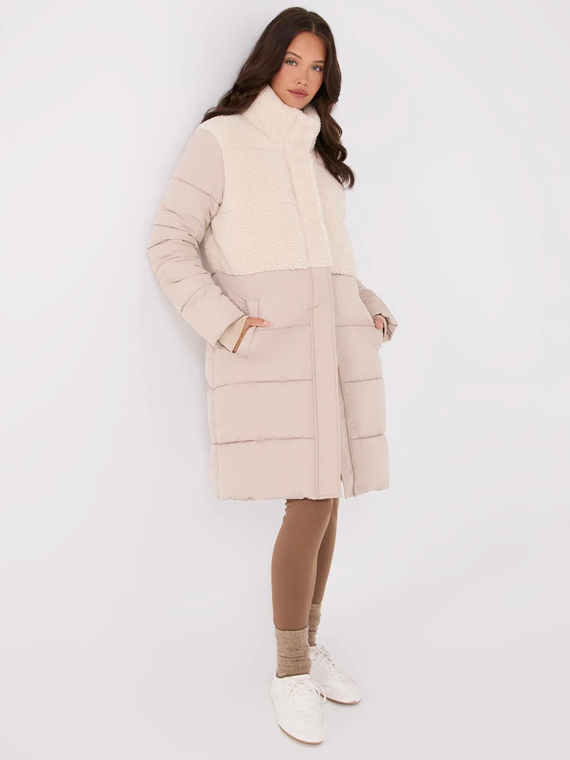 Short Shearling Puffer Jacket