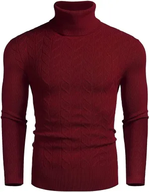 Slim Twist Pattern Turtleneck Knit Sweater (US Only)