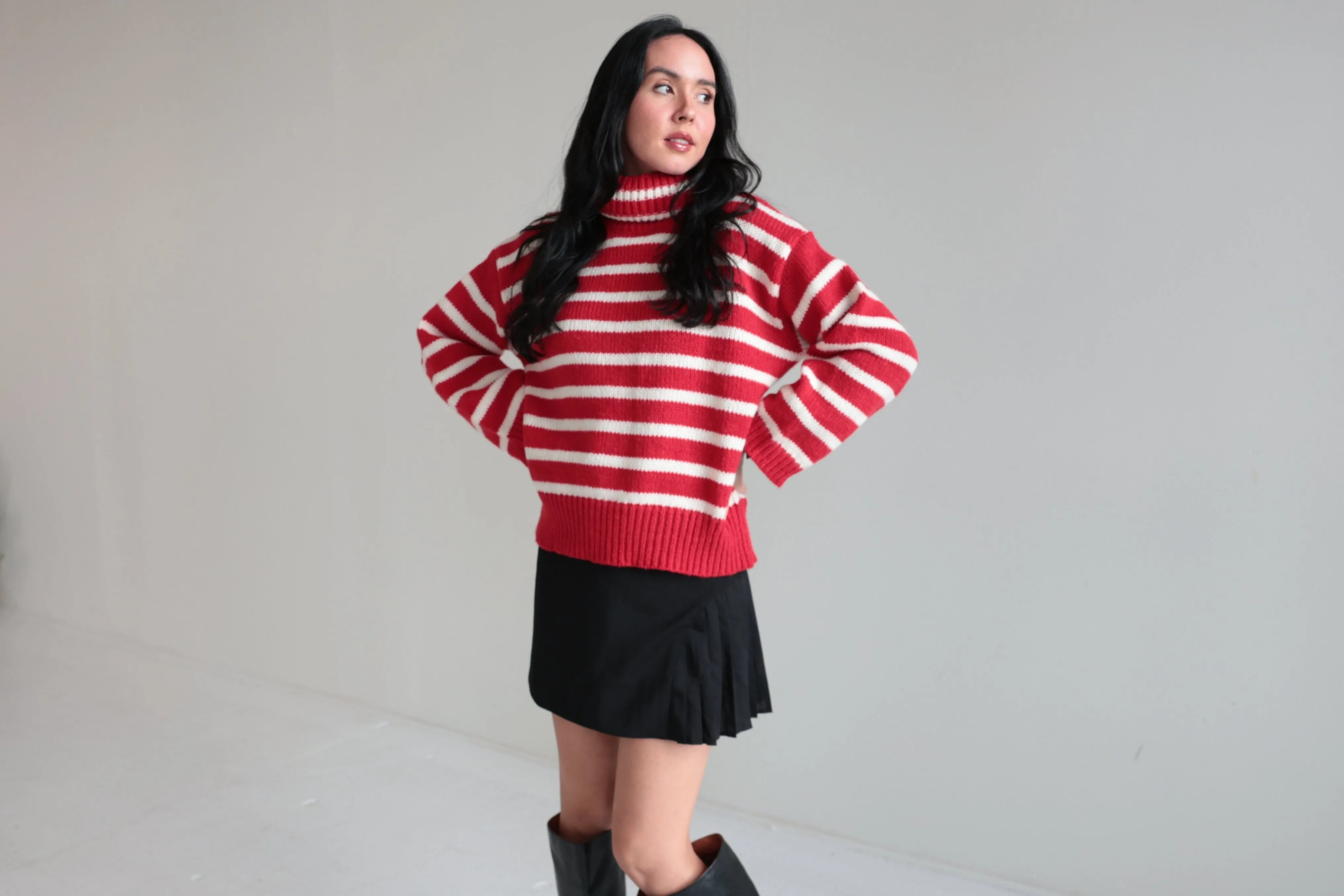 Striped Turtleneck Sweater