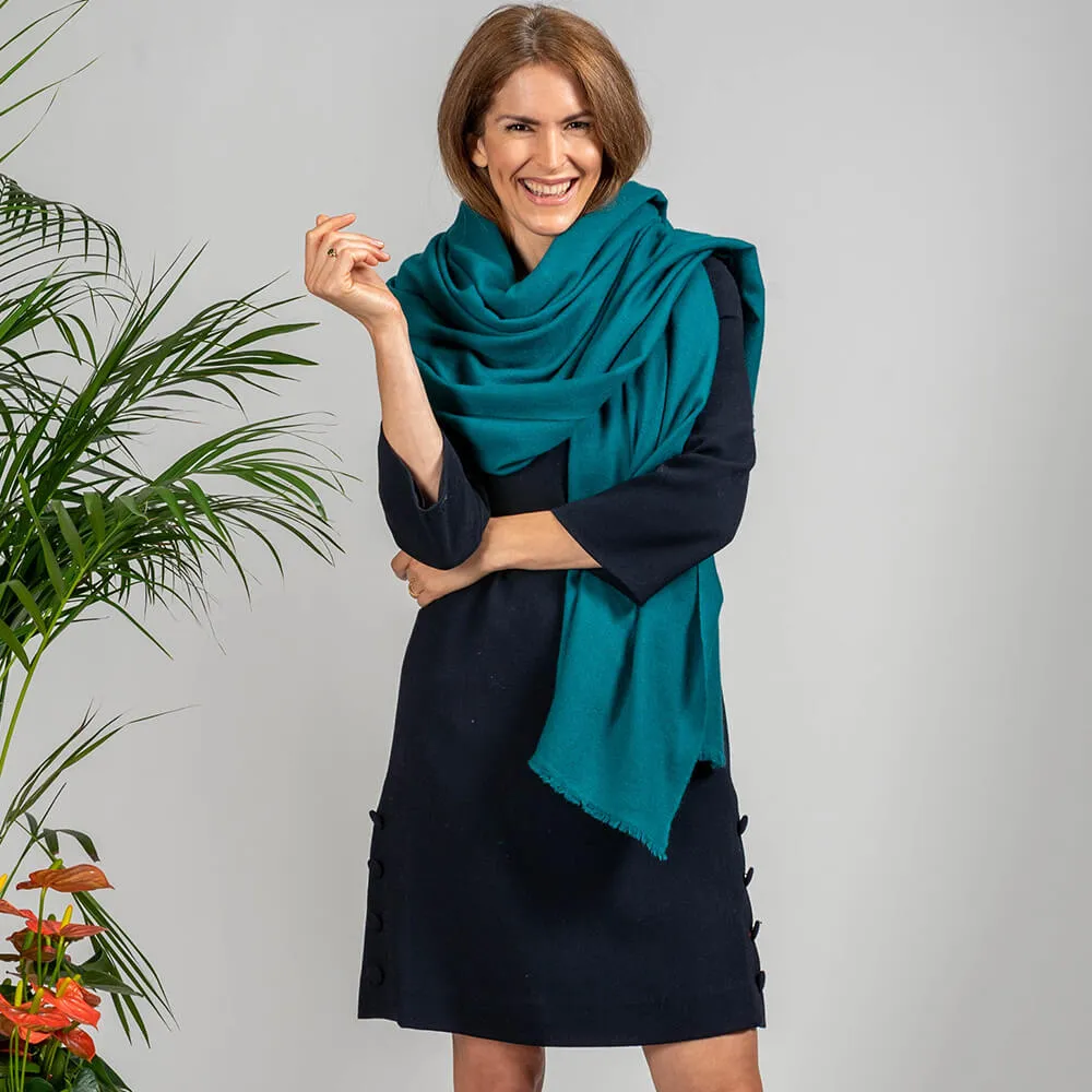 Tropical Teal Gossamer Cashmere Shawl