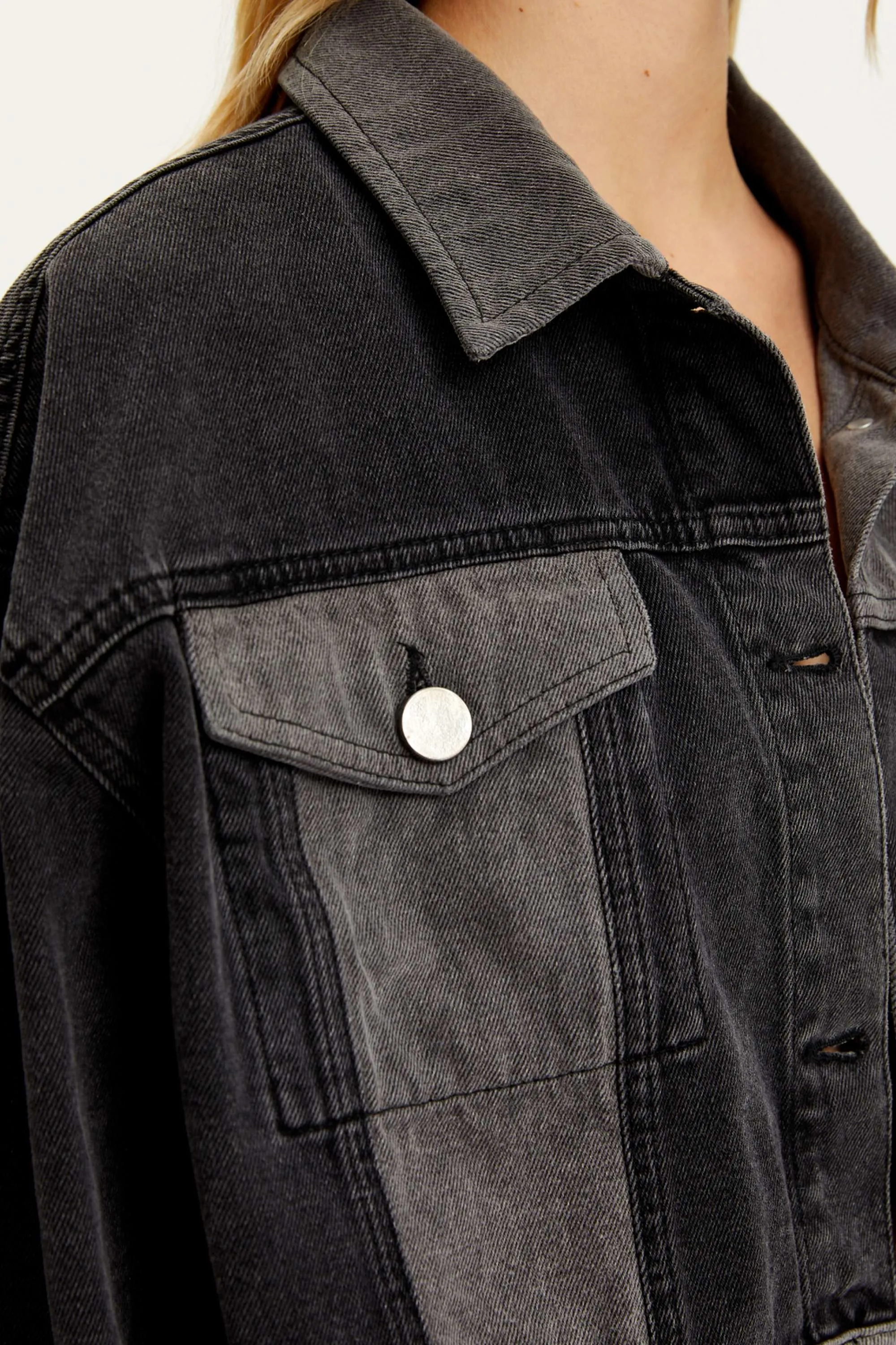 Two Toned Pocketed Denim Jacket (Final Sale)