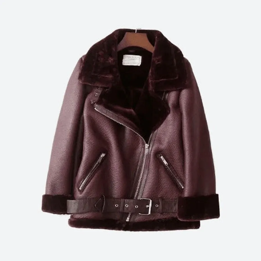 Warm Stylish Faux Shearling Moto Jackets