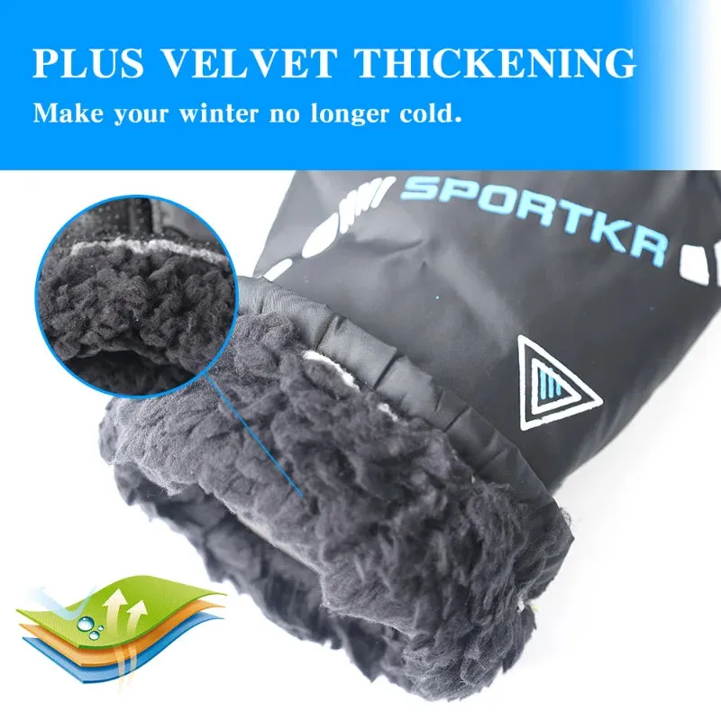 Waterproof Winter Cycling Gloves with Fur & Unisex Design - Thermal Sport  Muff Gloves For Skiing Riding, Hiking & Motorcycle, Outdoor Mitten - Warm Gift for All