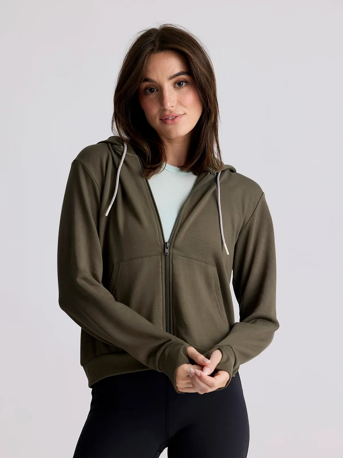 Women's Bamboo Lightweight Fleece Zip Hoodie - Fatigue