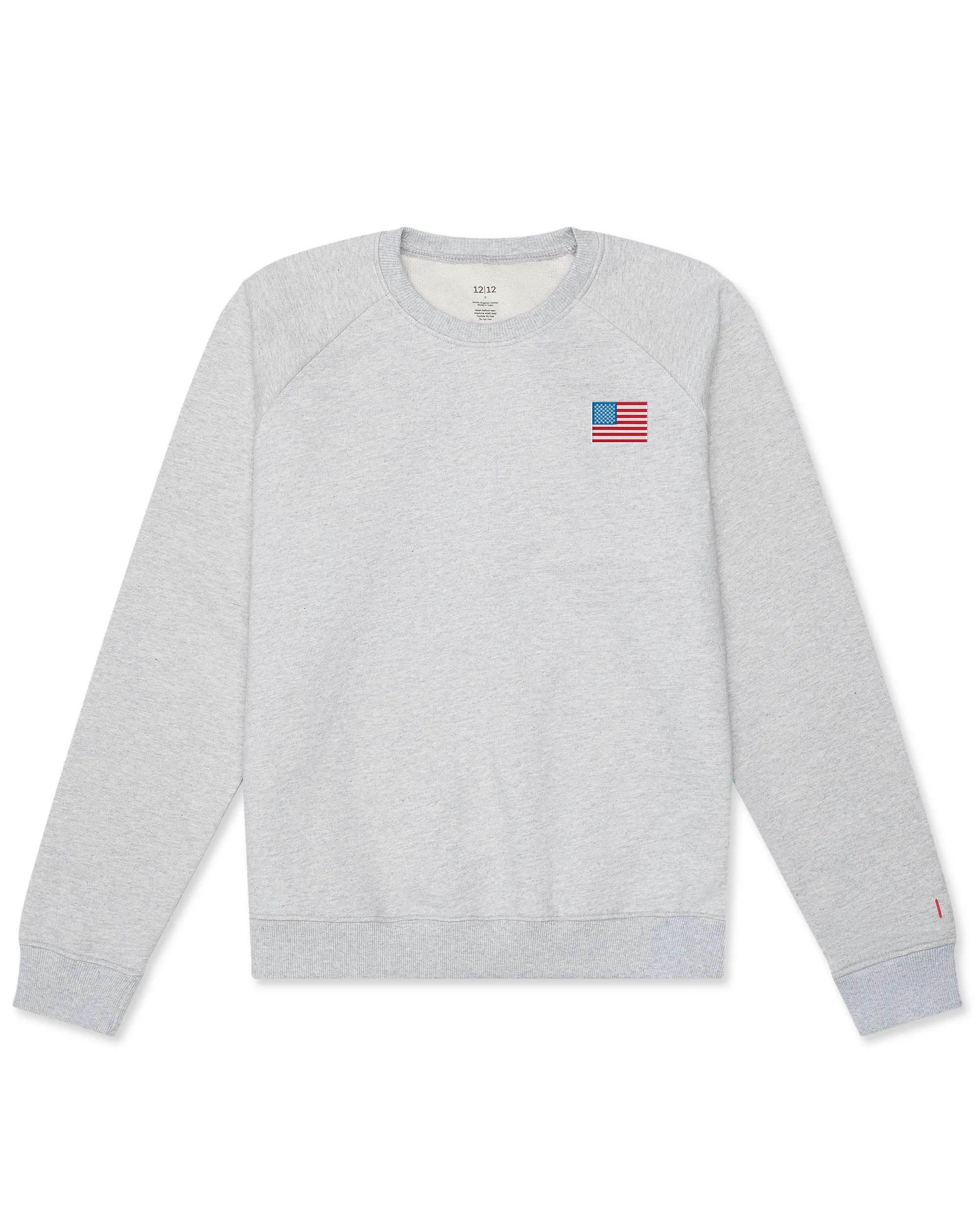 Women's Organic Pullover Sweatshirt American Flag [Light Heather Grey]