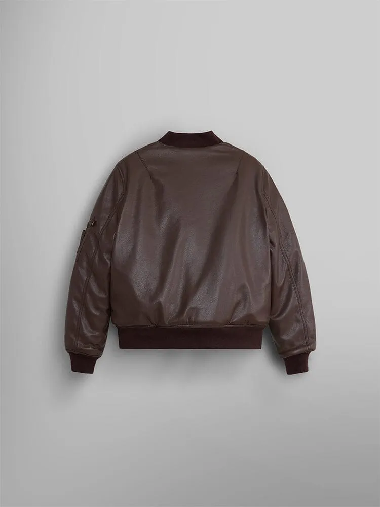 WOMEN'S REVERSIBLE FAUX LEATHER MA-1 BOMBER JACKET