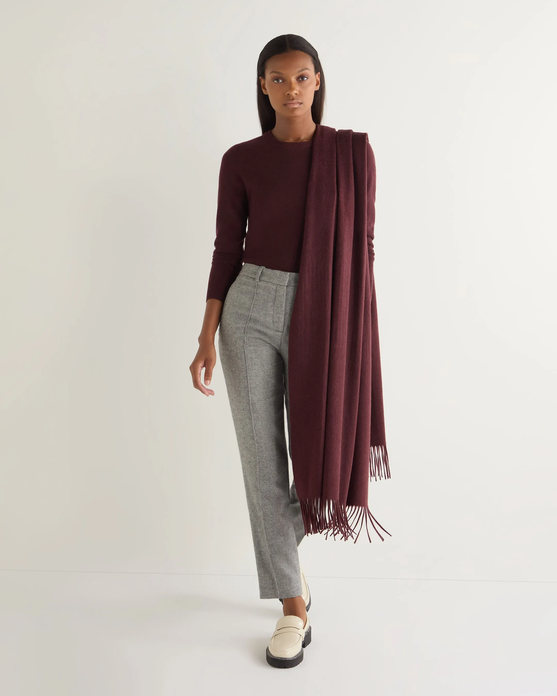 Women's Woven Cashmere Shawl Claret Red