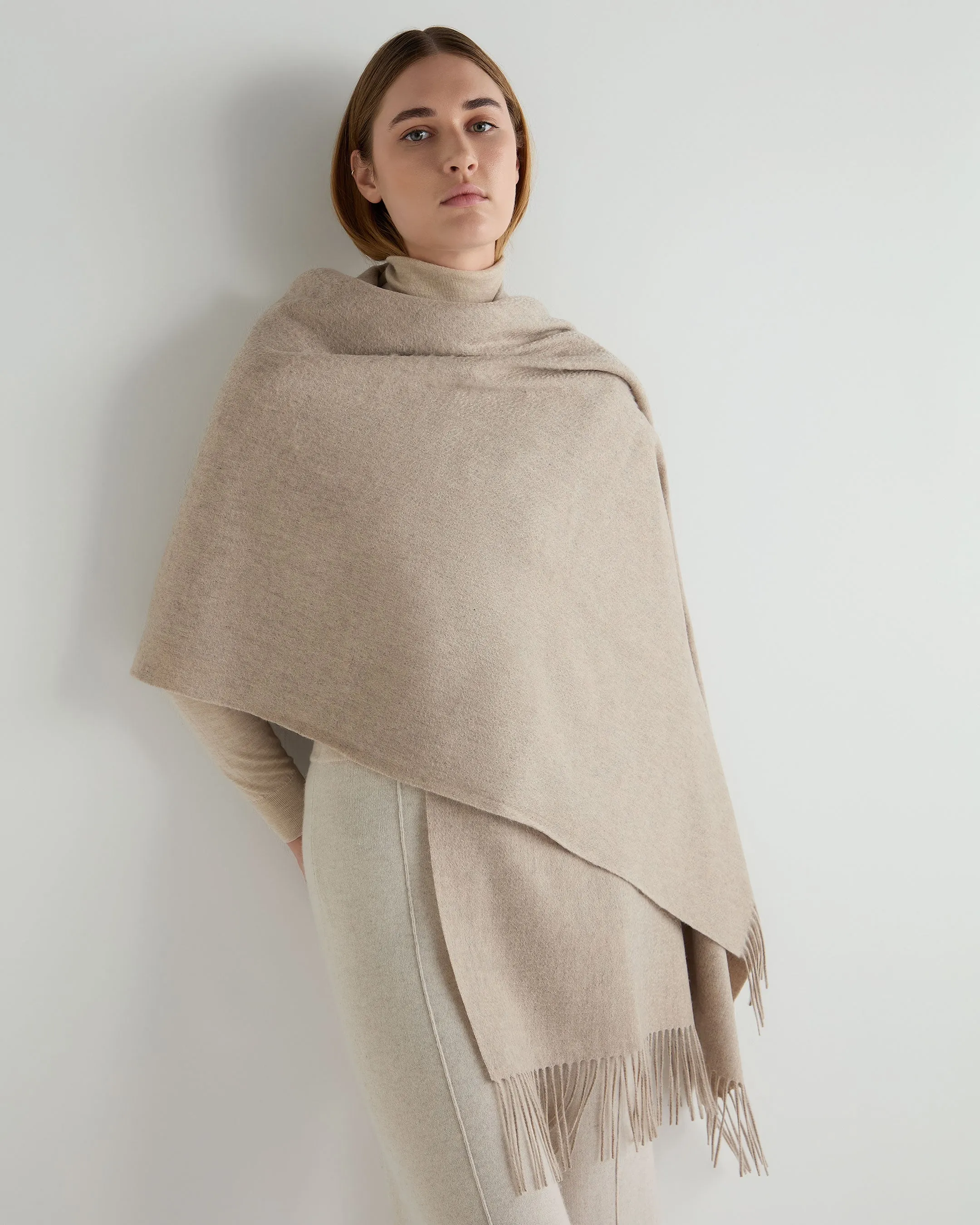 Women's Woven Cashmere Shawl Oatmeal Brown